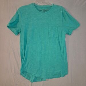 Sunday Work Clothes Pocket Tee Size M Mens Teal Slub Knit Curved Hem Long Length